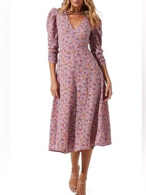astr the label winley puff sleeve cutout midi dress ASTR the Label